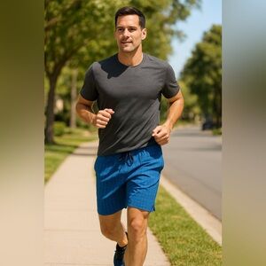 Lululemon Men’s Kahuna Blue Plaid Athletic Running Shorts Drawstring Waist